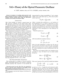 5A2-Theory of the Optical Parametric Oscillator