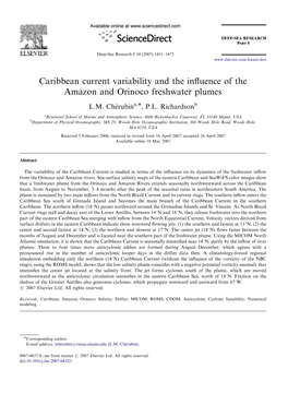 Caribbean Current Variability and the Influence of the Amazon And