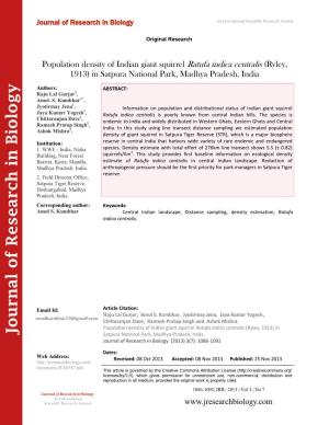 Journal of Rese Arch in B Iolog Y