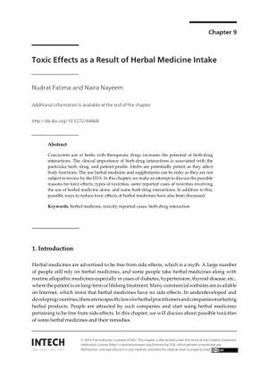 Toxic Effects As a Result of Herbal Medicine Intake Toxic Effects As a Result of Herbal Medicine Intake