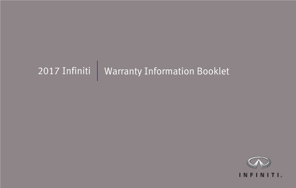 2017 Infiniti | Warranty Information Booklet
