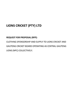 Central Gauteng Lions Cricket