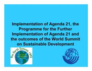 Implementation of Agenda 21, the Programme for the Further