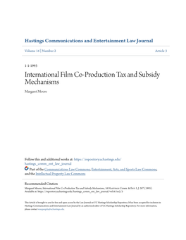 International Film Co-Production Tax and Subsidy Mechanisms Margaret Moore