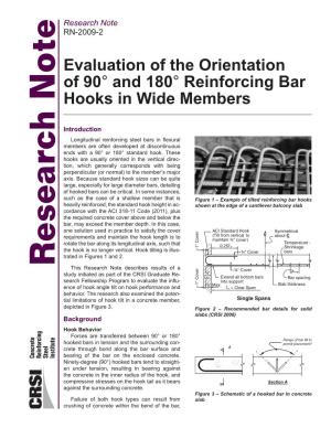 Evaluation of the Orientation of 90° and 180° Reinforcing Bar Hooks In
