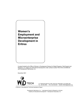 Women's Employment and Microenterprise Development in Eritrea