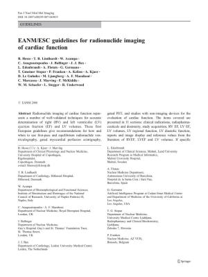 EANM/ESC Guidelines for Radionuclide Imaging of Cardiac Function