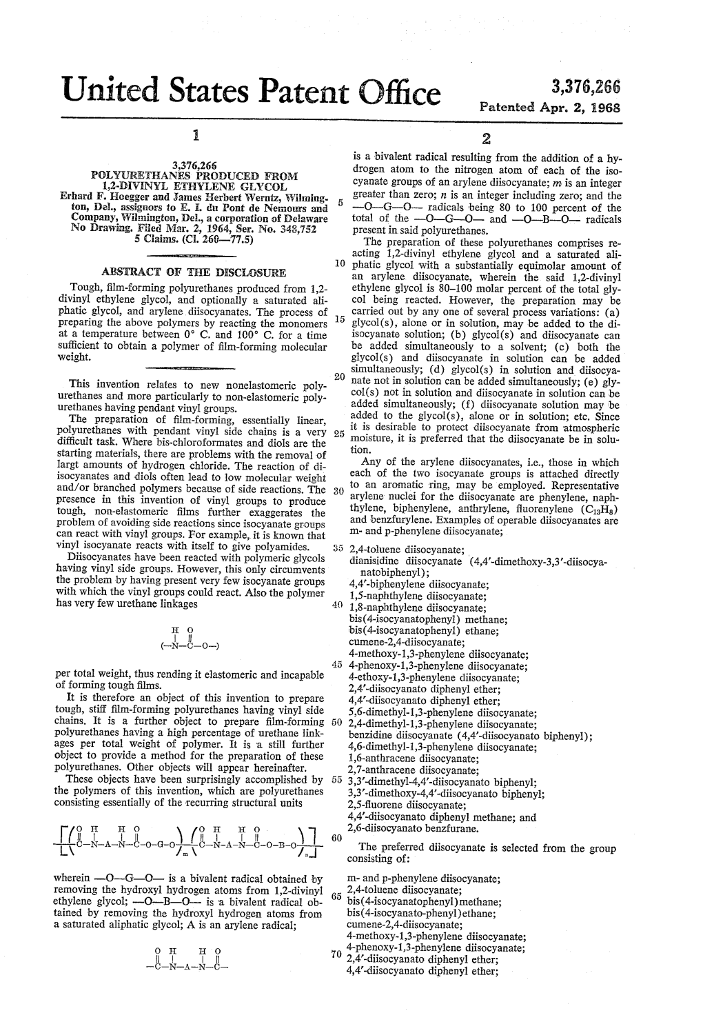 United States Patent Patented Apr