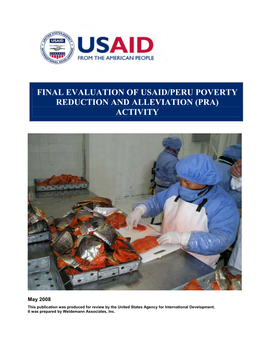 Final Evaluation of USAID/Peru Poverty Reduction Alleviation Activity