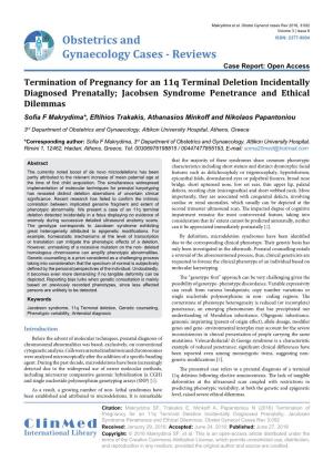 Termination of Pregnancy for an 11Q Terminal Deletion Incidentally