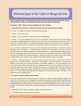 Different Types of the Yajna in Bhagavad-Gita