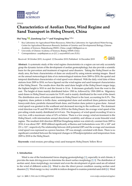 Characteristics of Aeolian Dune, Wind Regime and Sand Transport in Hobq Desert, China