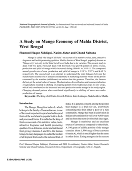 A Study on Mango Economy of Malda District, West Bengal