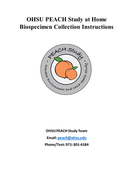 OHSU PEACH Study at Home Biospecimen Collection Instructions