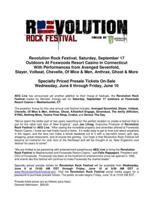 Revolution Rock Festival, Saturday, September 17