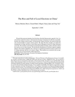 The Rise and Fall of Local Elections in China∗