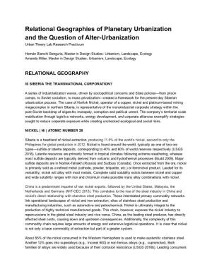 Relational Geographies of Planetary Urbanization and the Question of Alterurbanization