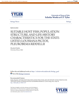 Suitable Host Fish, Population Structure, and Life-History