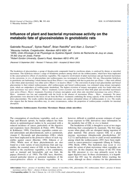 Influence of Plant and Bacterial Myrosinase Activity on The