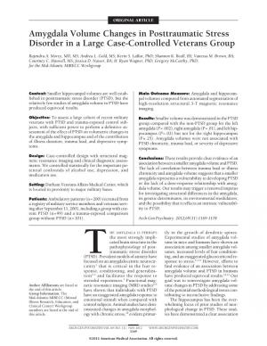 Amygdala Volume Changes in Posttraumatic Stress Disorder in a Large Case-Controlled Veterans Group