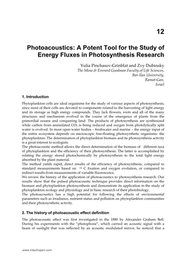 Photoacoustics: a Potent Tool for the Study of Energy Fluxes in Photosynthesis Research