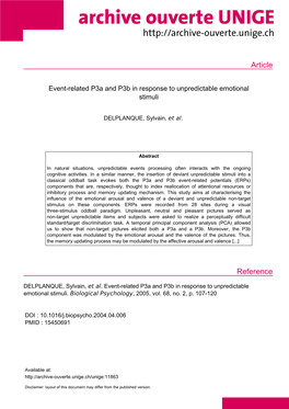 Event-Related P3a and P3b in Response to Unpredictable Emotional Stimuli