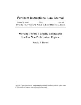 Working Toward a Legally Enforceable Nuclear Non-Proliferation Regime