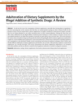 Adulteration of Dietary Supplements by the Illegal Addition of Synthetic Drugs: a Review Tiago Rocha, Joana S