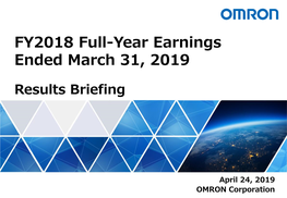 FY2018 Full-Year Earnings Ended March 31, 2019