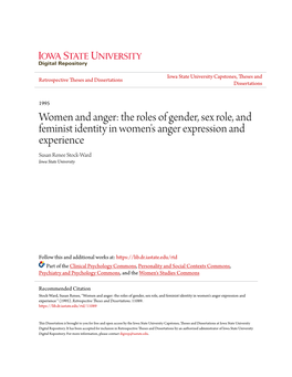 Women and Anger: the Roles of Gender, Sex Role, and Feminist Identity in Women's Anger Expression and Experience Susan Renee Stock-Ward Iowa State University