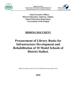 Procurement of Library Books for Infrastructure Development and Rehabilitation of 10 Model Schools of District Sialkot
