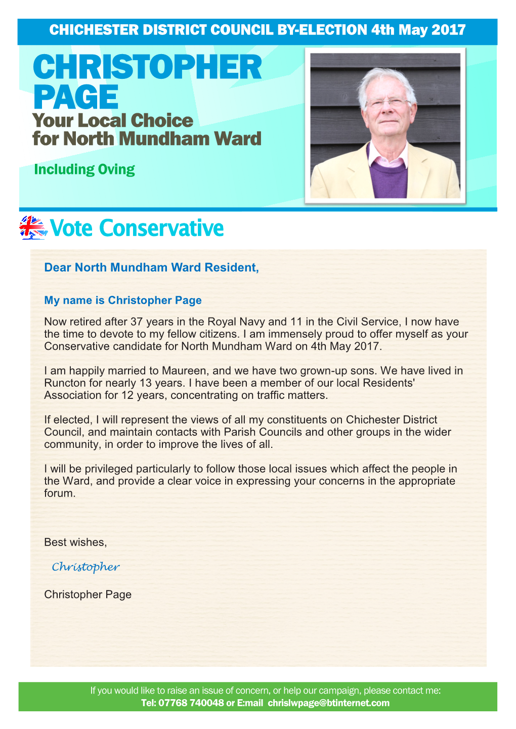 CHRISTOPHER PAGE Your Local Choice for North Mundham Ward