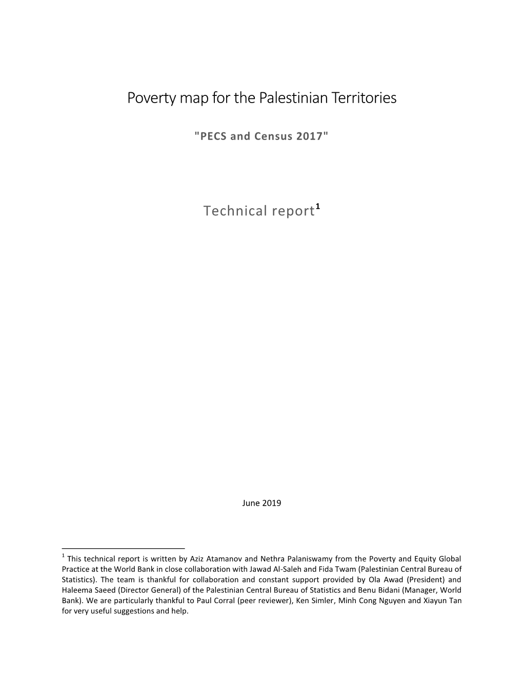 Poverty Map for the Palestinian Territories