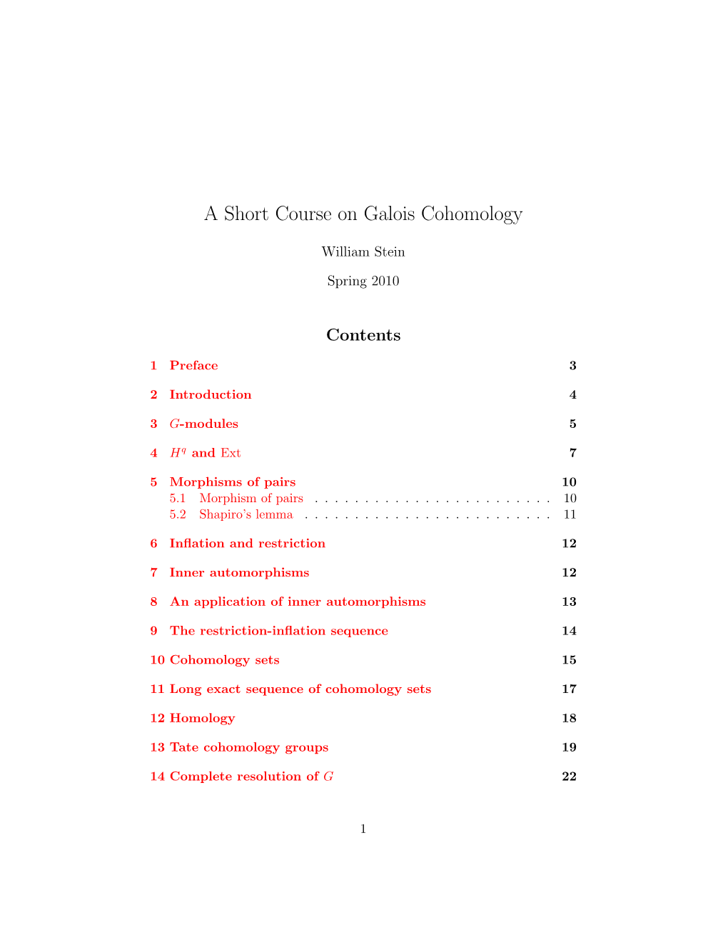 Galois Cohomology