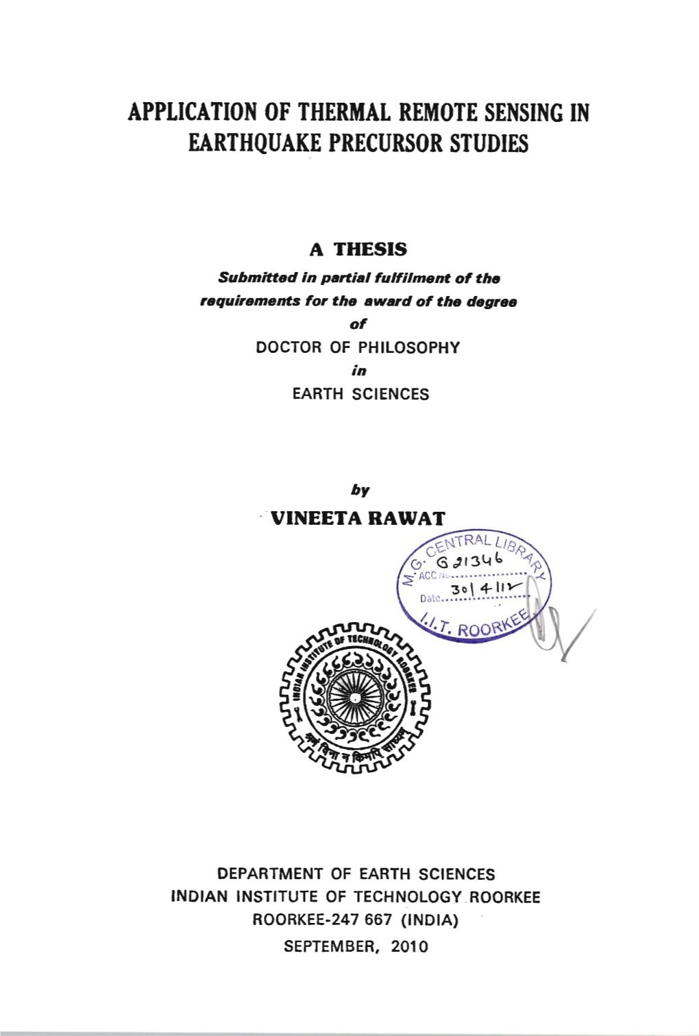 Application of Thermal Remote Sensing in Earthquake Precursor Studies