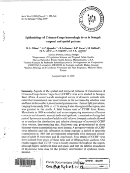 Epidemiology of Crimean-Congo Hemorrhagic Fever in Senegal: Temporal and Spatial Patterns