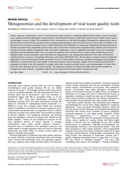Metagenomics and the Development of Viral Water Quality Tools