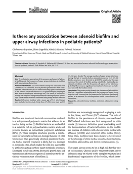 Is There Any Association Between Adenoid Biofilm and Upper Airway Infections in Pediatric Patients?