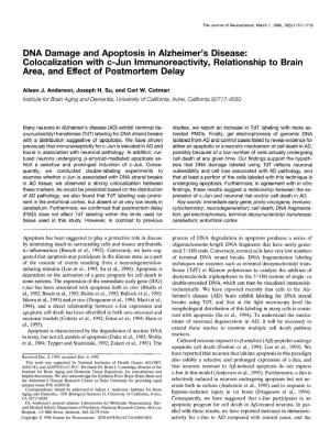 DNA Damage and Apoptosis in Alzheimer's Disease: Colocalization with C-Jun Immunoreactivity, Relationship to Brain Area, and E