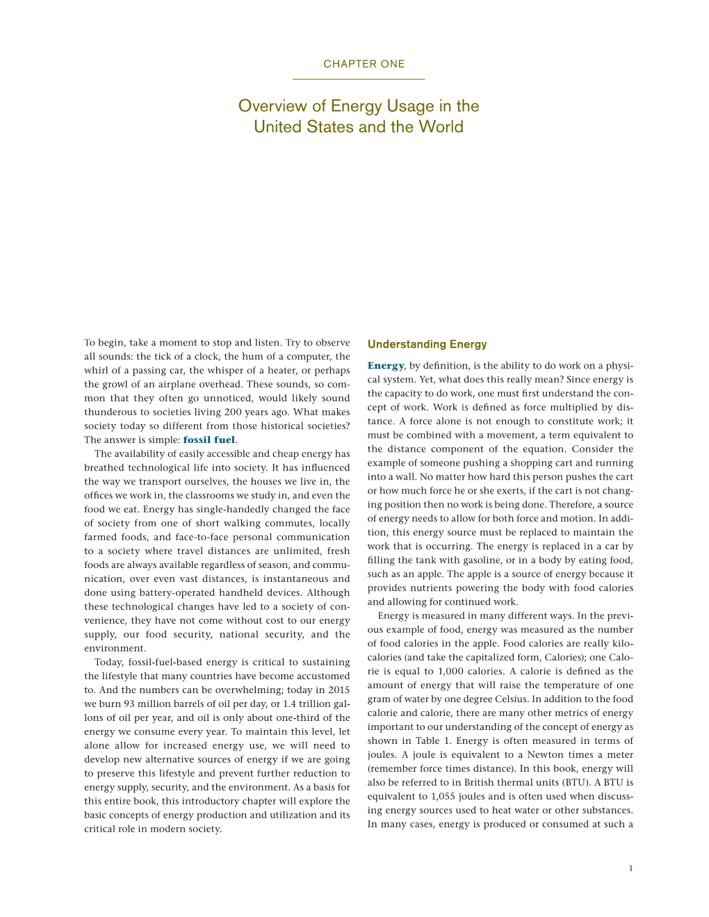 Overview of Energy Usage in the United States and the World