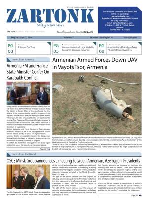 Armenian Armed Forces Down UAV in Vayots Tsor, Armenia