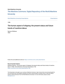 The Present Status and Future Trends of Maritime Labour