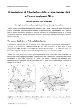 Characteristics of Tithonia Diversifolia: an Alien Invasive Plant in Yunnan, South-West China