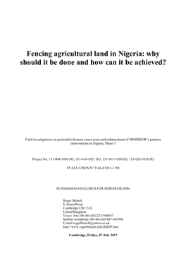 Fencing Agricultural Land in Nigeria: Why Should It Be Done and How Can It Be Achieved?