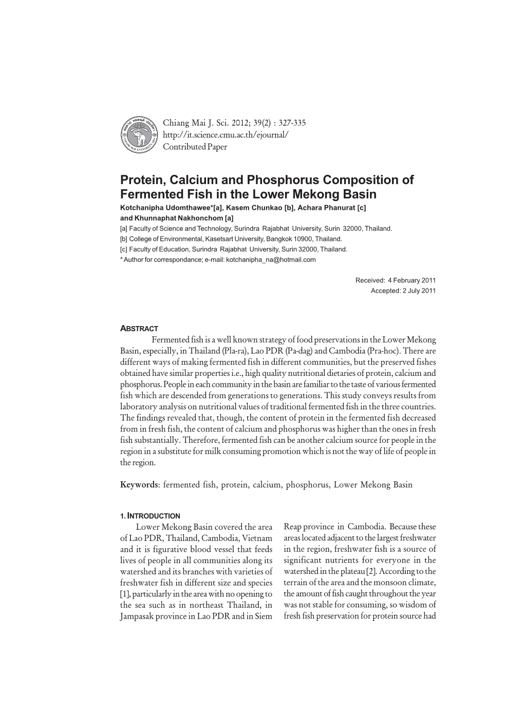 Protein, Calcium and Phosphorus Composition of Fermented Fish In