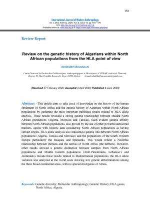 Review on the Genetic History of Algerians Within North African Populations from the HLA Point of View