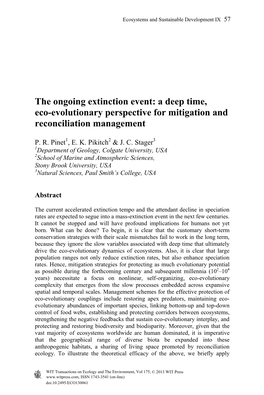 A Deep Time, Eco-Evolutionary Perspective for Mitigation and Reconciliation Management