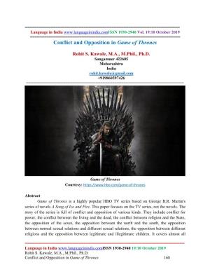 Conflict and Opposition in Game of Thrones