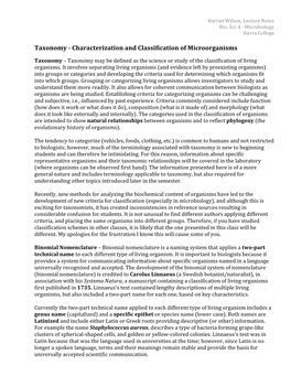 Taxonomy - Characterization and Classification of Microorganisms