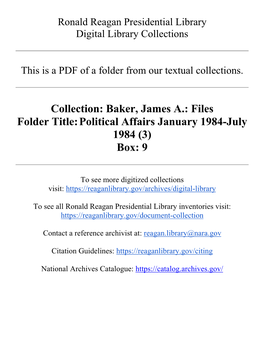 Baker, James A.: Files Folder Title: Political Affairs January 1984-July 1984 (3) Box: 9